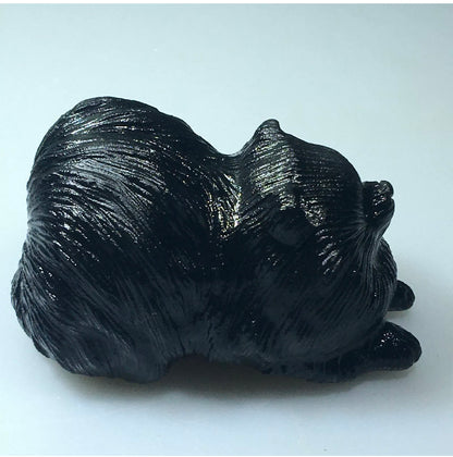 Chow dog Carved Natural Black Obsidian gemstone