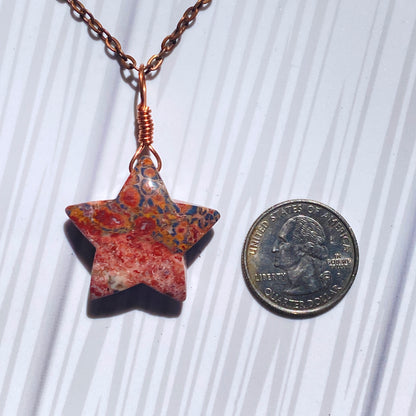 Leopard Print Jasper gemstone Star Necklace