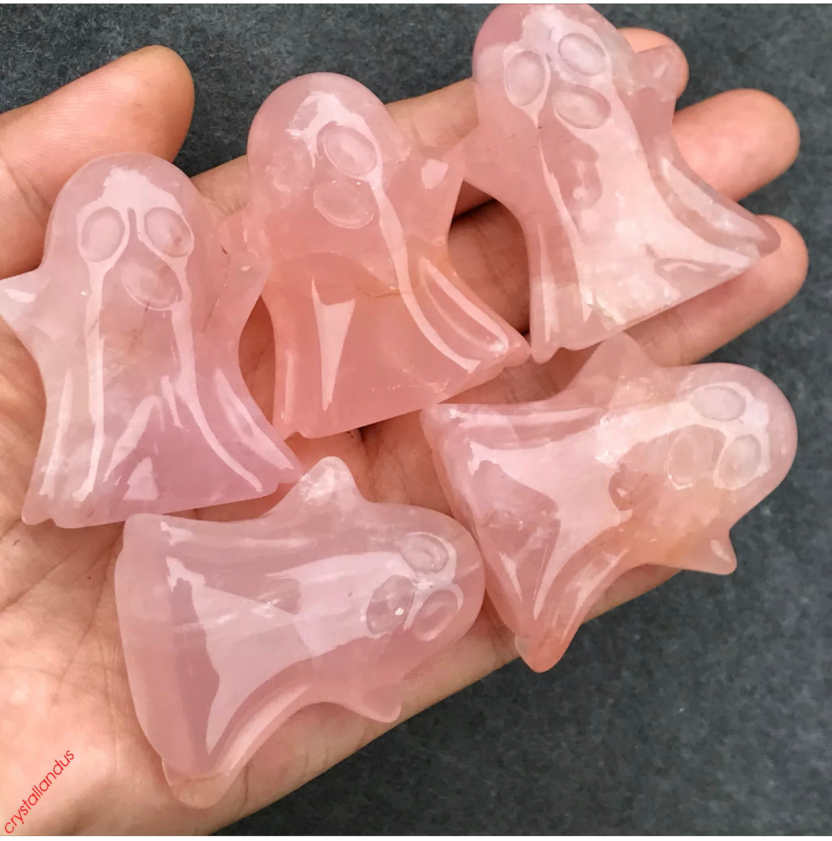 Natural Rose Quartz gemstone Halloween Ghost