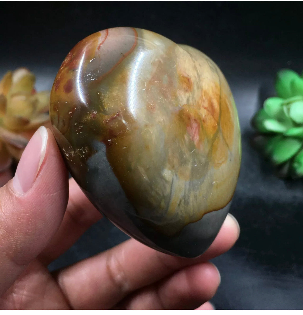 Natural polychrome Jasper gemstone Heart