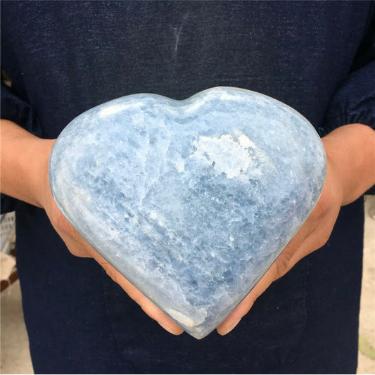 Natural Blue Calcite Gemstone Quartz crystal Heart