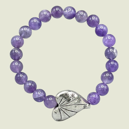 Amethyst and Silver Heart Bracelet