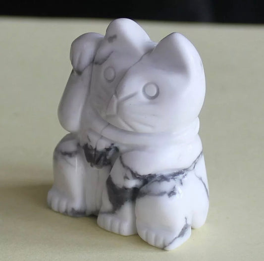 White Turquoise gemstone Lucky Cat