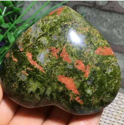 Natural Unakite gemstone carved Heart