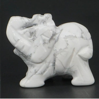 Natural Howlite gemstone carved Elephant