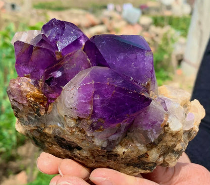 Natural Amethyst gemstone geode cluster crystal specimen