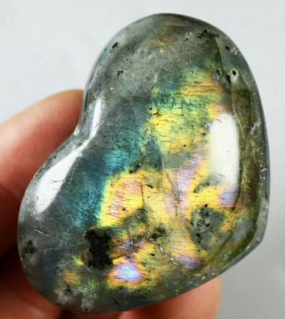 Natural Labradorite Heart Polished Rock Quartz Crystal Love Healing