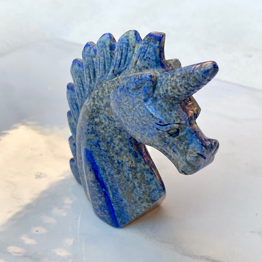 Natural Lapis Lazuli Gemstone Carved Unicorn figurine