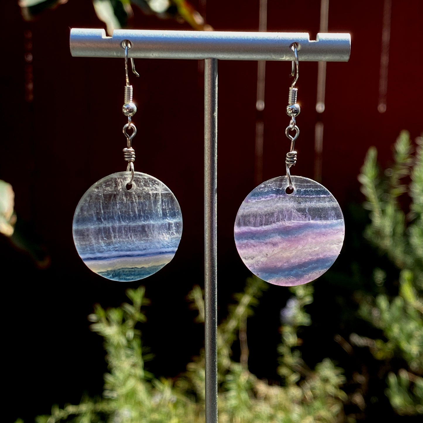 Fluorite gemstone with Sterling Silver Drop Earrings