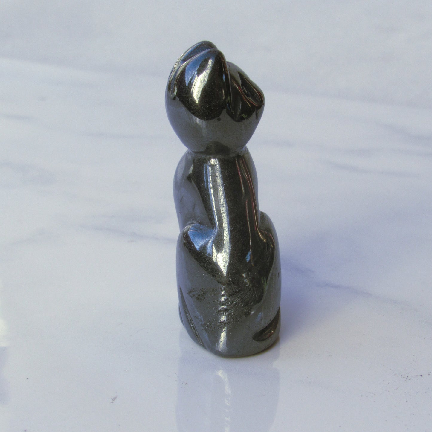 Natural Hematite Kitty Cat Figurine