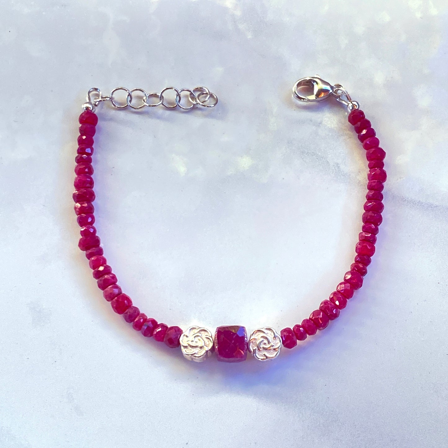 Rubies galore silver clasp bracelet