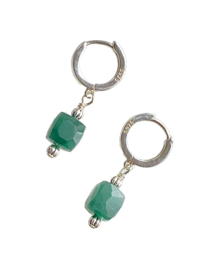 Emerald gemstone and Sterling Silver Earrings