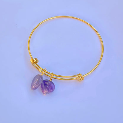 Amethyst Heart Bangle Bracelet