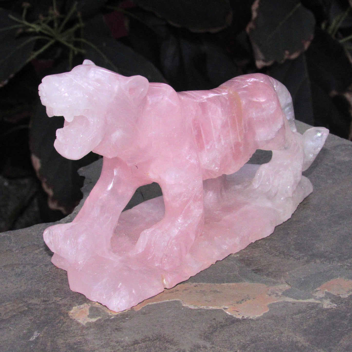 Rose Quartz Gemstone carved Tiger