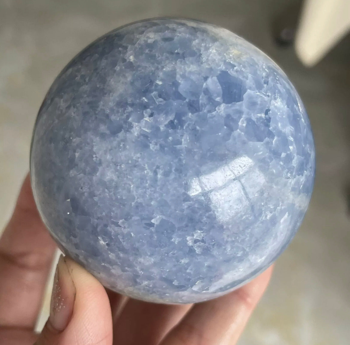 Natural Polished Blue Celestite gemstone Sphere