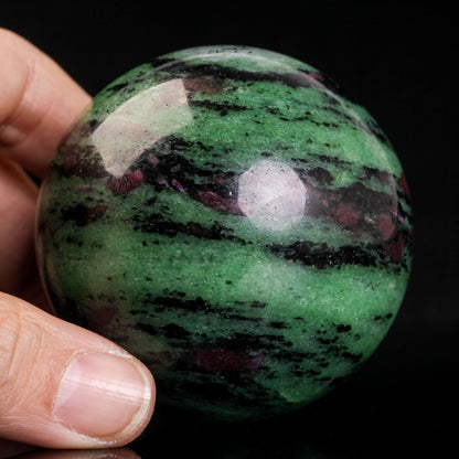 Natural Ruby zoisite crystal ball semiprecious sphere gemstone reiki healing