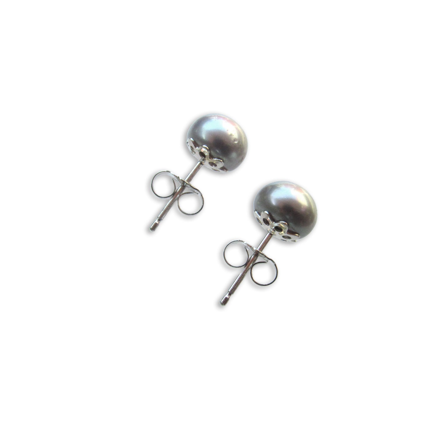 Pearl Stud Earrings on sterling silver