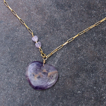 Amethyst Hearts and 14 kt GF Chain