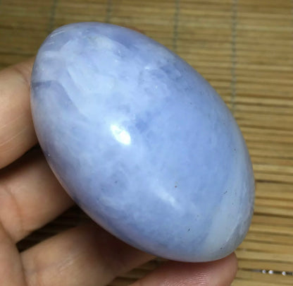 Natural Blue Celestite gemstone palm massage stone