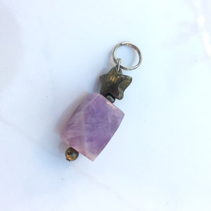 Gemstone Pet Charm with Amethyst and Pyrite