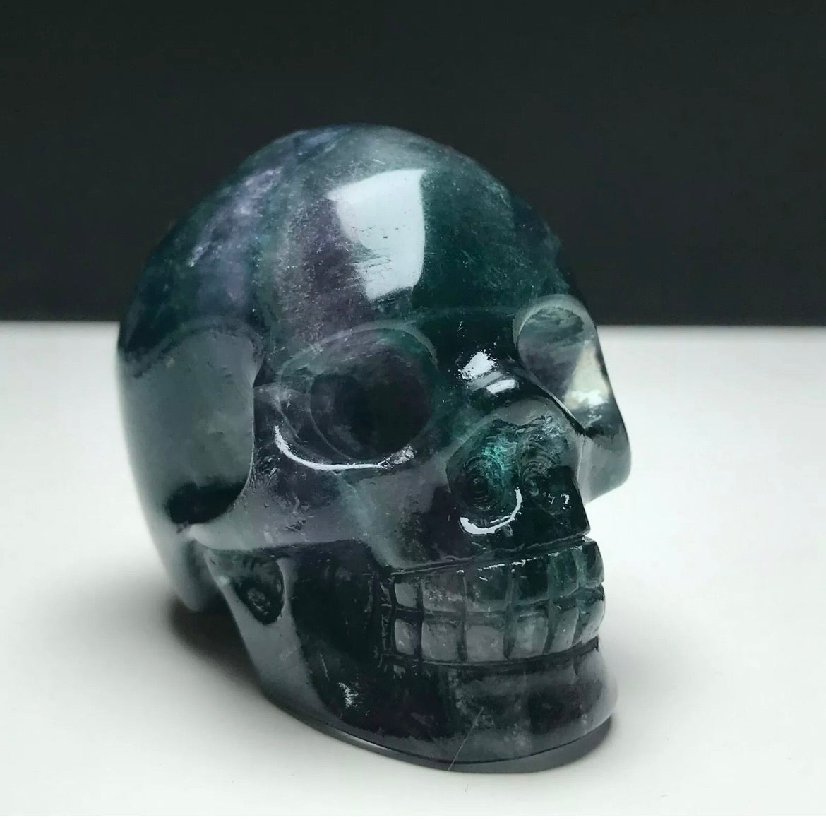 Fluorite gemstone carved Skull