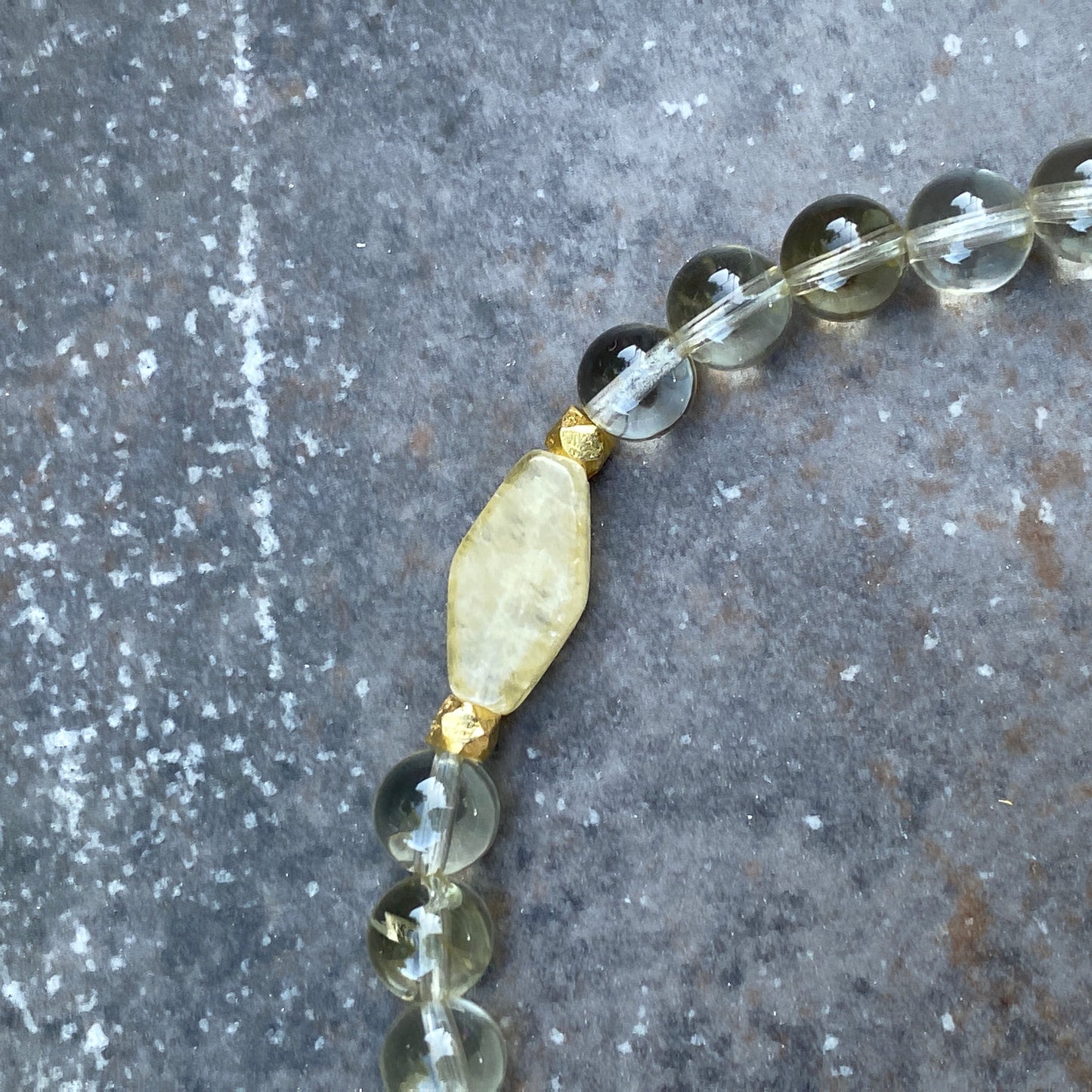 Women’s lemon quartz, gold fill, and yellow calcite "curse" Bracelet