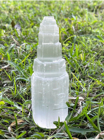 Large Selenite Gemstone Crystal Tower 6" Tall