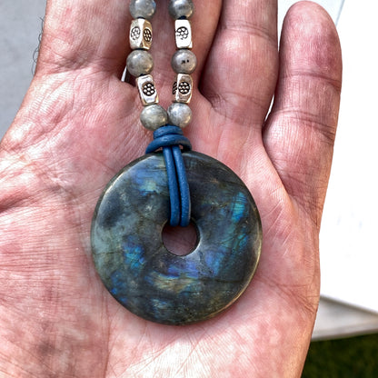 Labradorite Donut Necklace