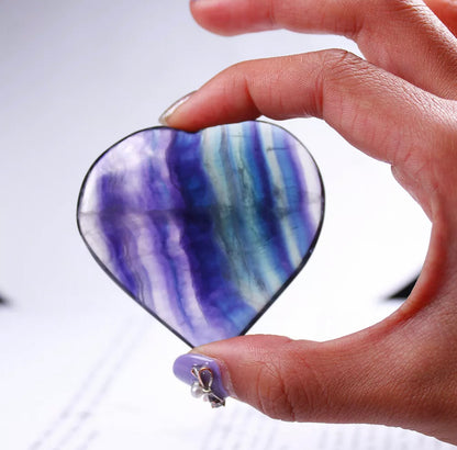 Natural Rainbow Fluorite Heart Gemstone