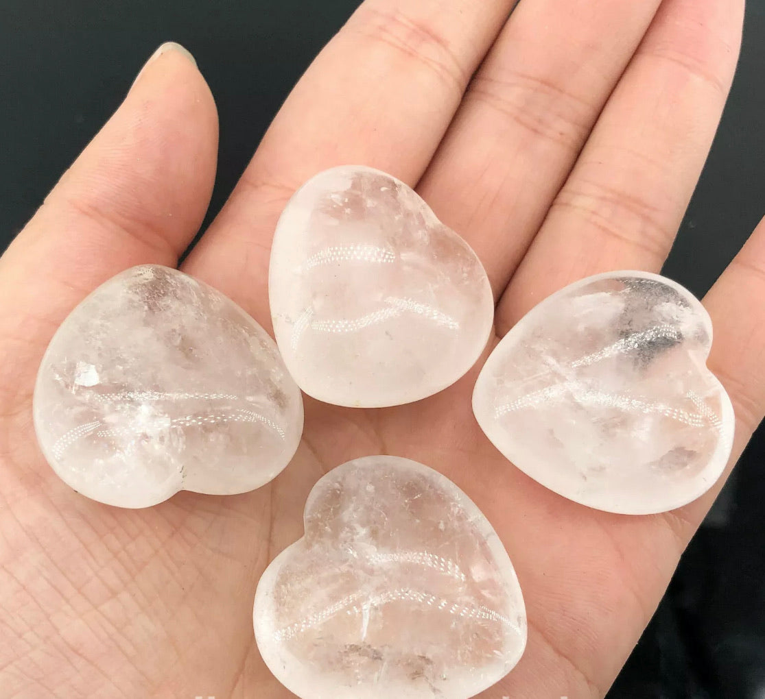 Natural Clear Quartz Hearts