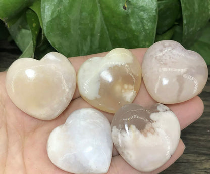 Natural Cherry Blossom Agate Heart