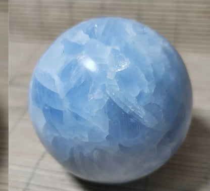 Natural Blue Calcite Gemstone Crystal Sphere