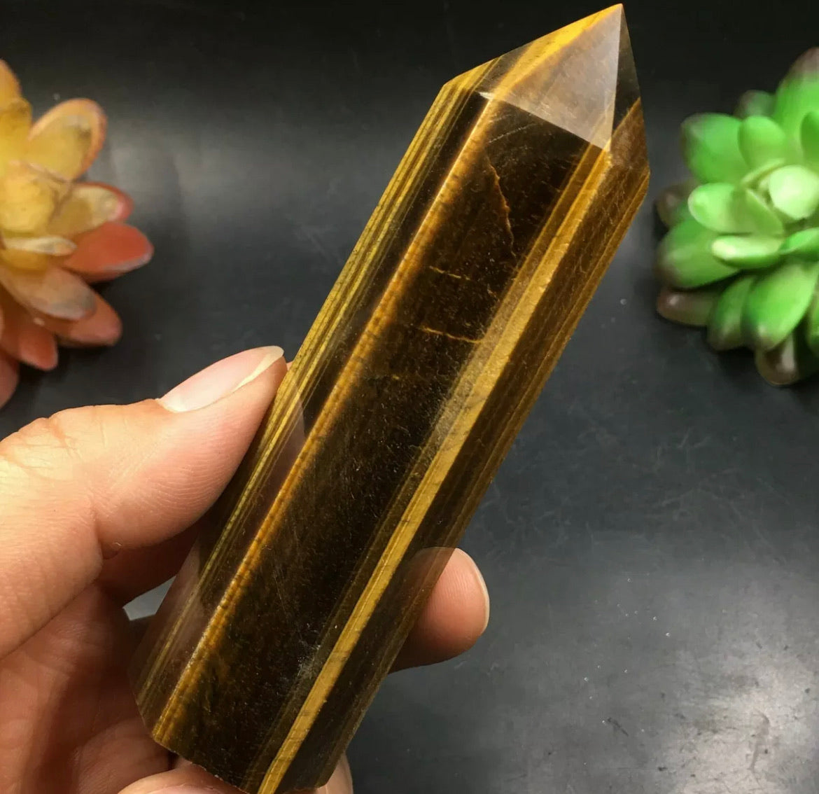 Natural Tiger Eye stone Wand Point