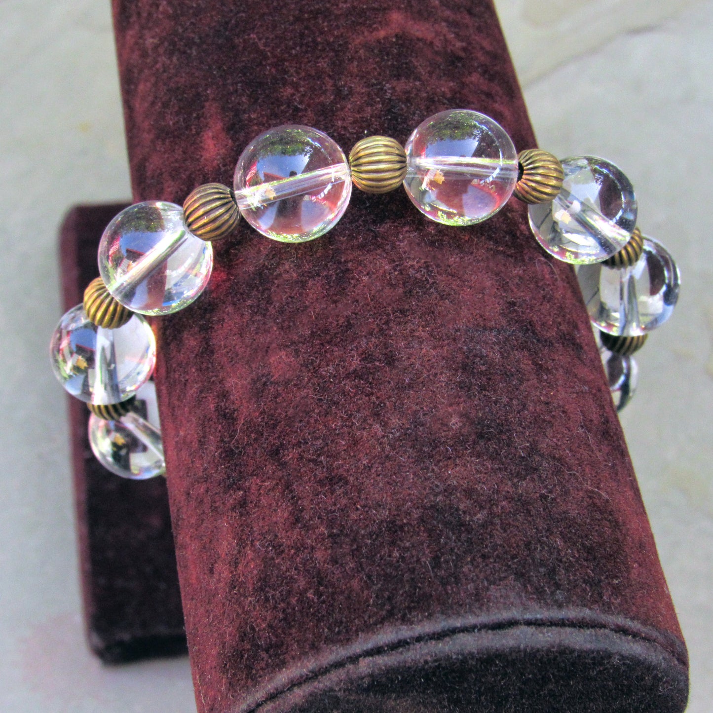 Clear Quartz and Brass Bracelet