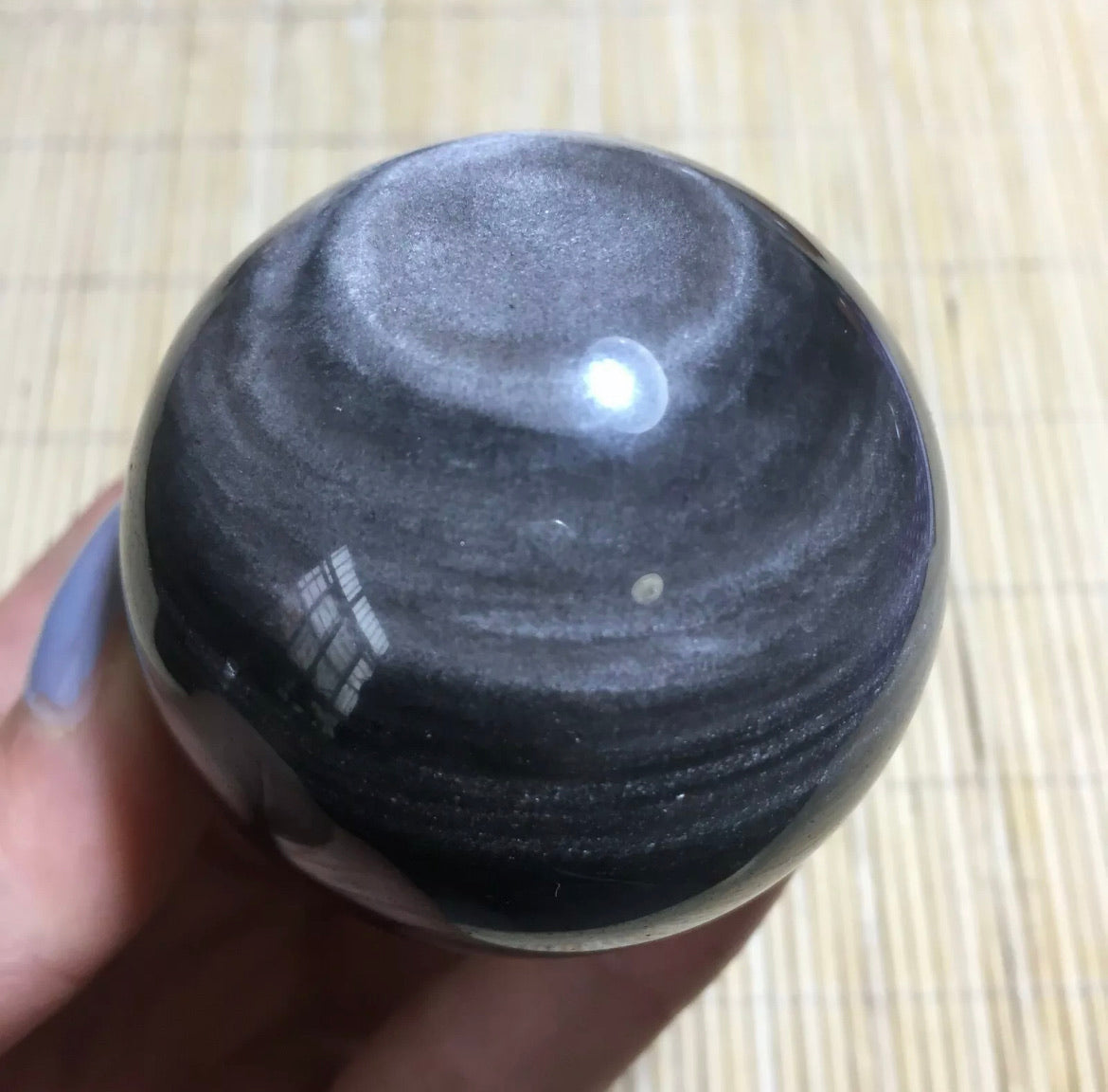 Natural Silver Obsidian Sphere - Crystal Reiki Healing Ball - 5 sizes