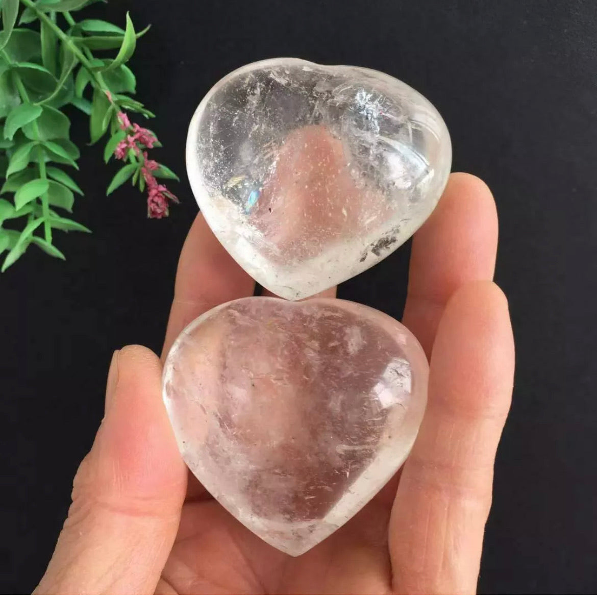 Clear Quartz Heart Shaped Carving Crystal Stone Polished Healing gemstone reiki semiprecious