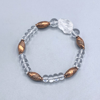 Quartz and Copper Beaded Stretch Bracelet