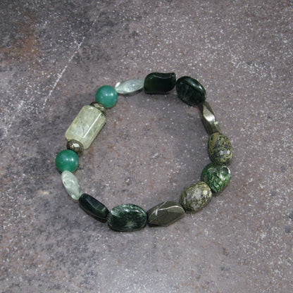 Green Prehnite Gemstone Skull Beaded Gemstone Bracelet