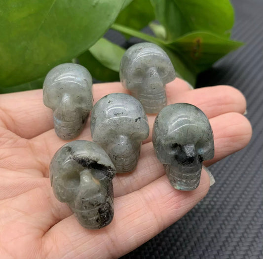 Natural Labradorite Mini Skull gmestone crystal Figurine