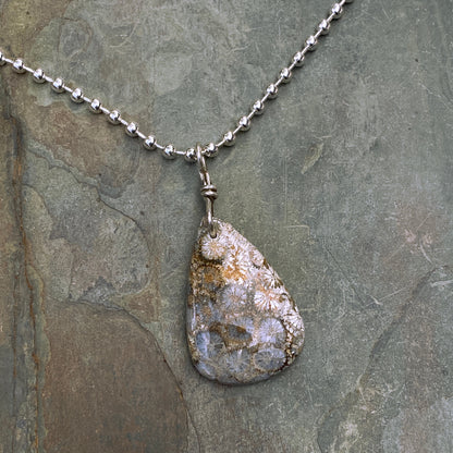 Fossil Stone Pendant on Sterling Silver Chain