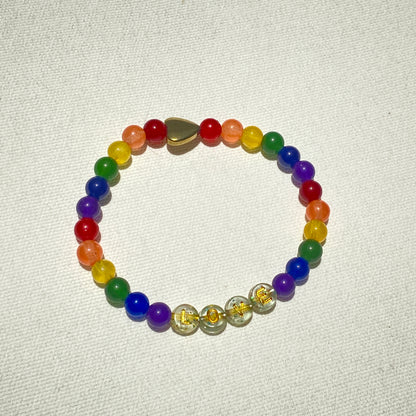 LOVE and Pride rainbow gemstone bracelet