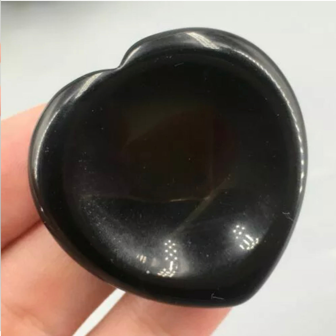 Natural Black Obsidian Heart Worry Stone