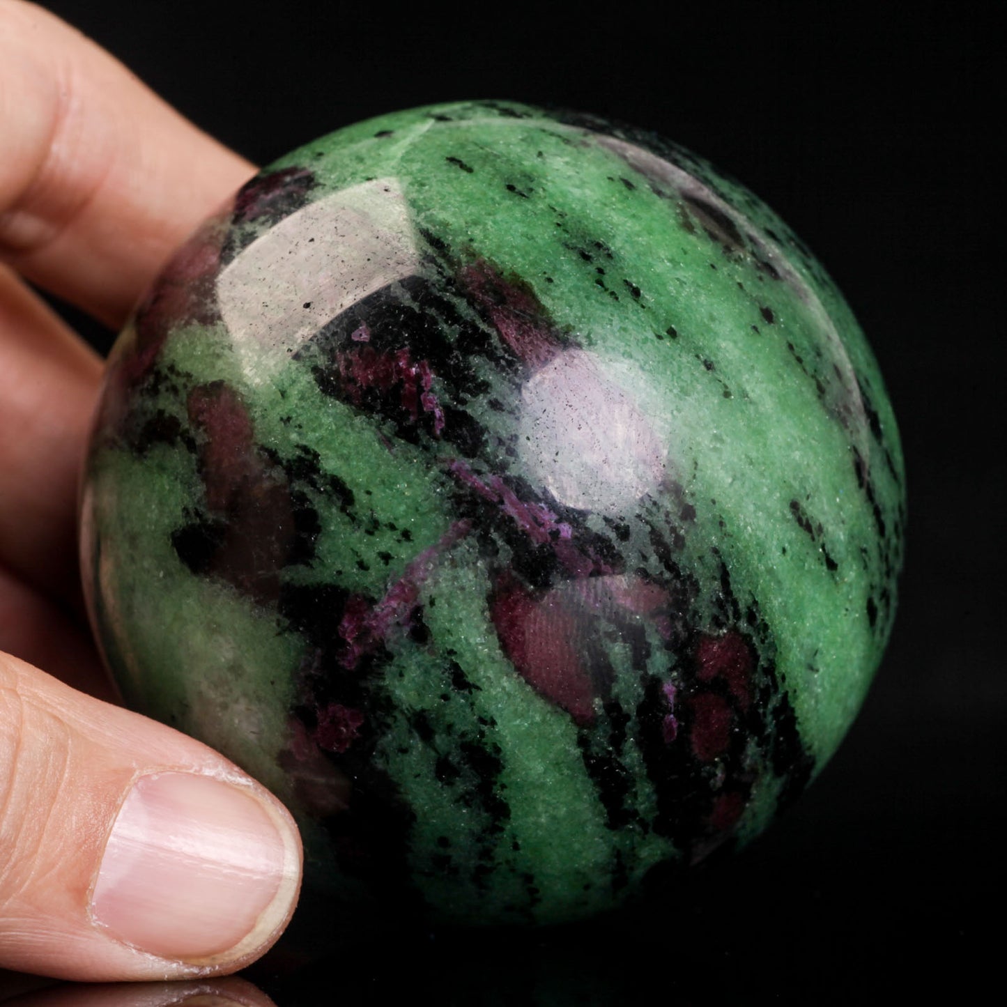 Natural Ruby zoisite crystal ball semiprecious sphere gemstone reiki healing