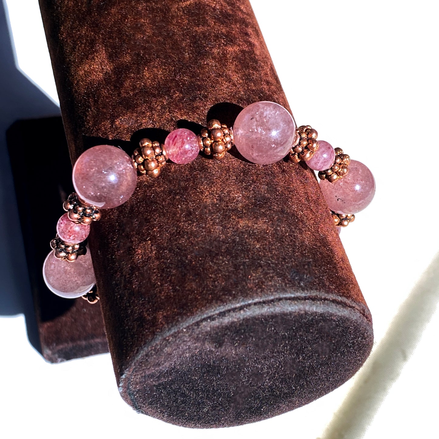 Strawberry Quartz and Copper Bracelet