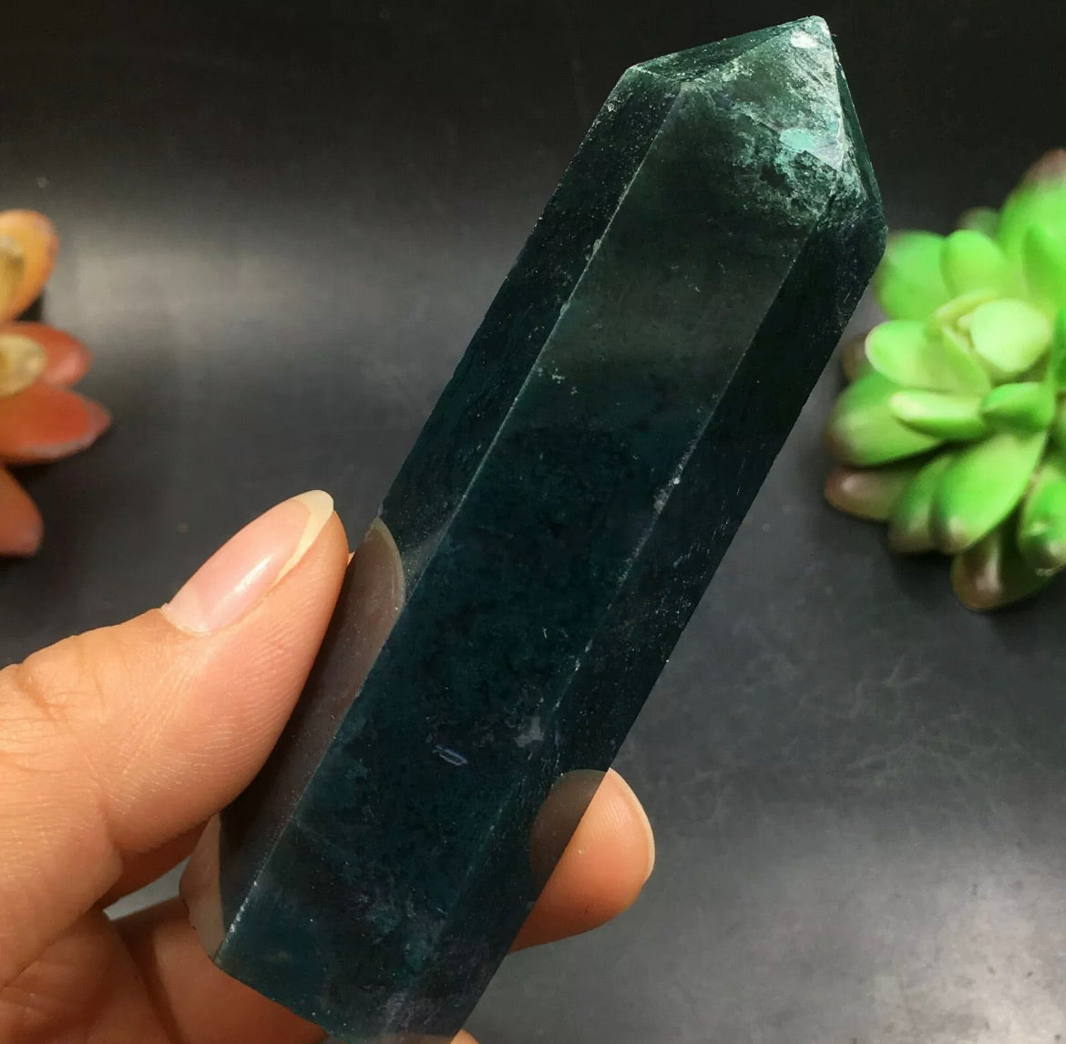 Natural Moss agate Wand Point