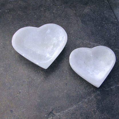 Selenite gemstone carved Heart shaped Bowls