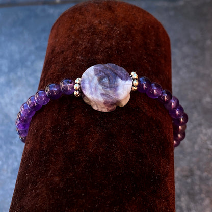 Amethyst gemstone Flower and Copper Bracelet