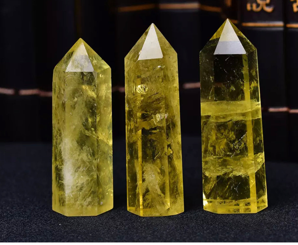 Natural Yellow Citrine gemstone Healing Obelisk Wand