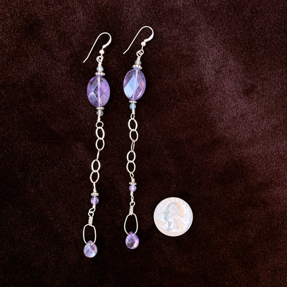 Amethyst and Labradorite Gemstones with Sterling Silver Earrings