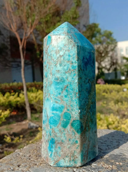 Natural Apatite gemstone Tower point Obelisk